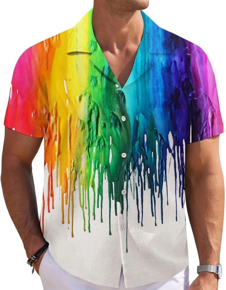 Men's Hawaiian Shirts 3D Graphic Button Down Short Sleeve Tropical Holiday Beach Aloha Shirt - Image 2