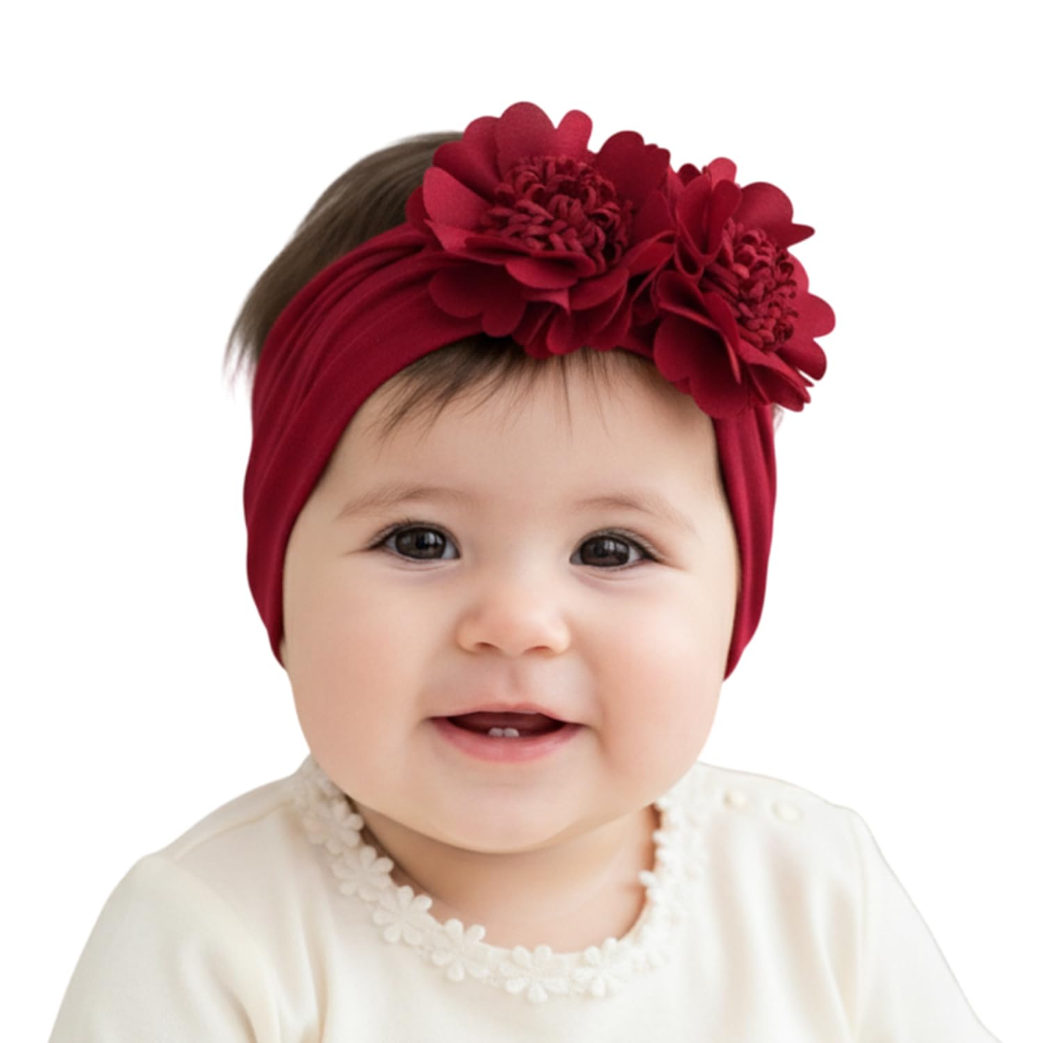 SYGA Baby Headbands Nylon Soft Strechable Bow Hairbands for Newborns, Infants, Toddlers and Kids 0-3 Years (Wine Red)