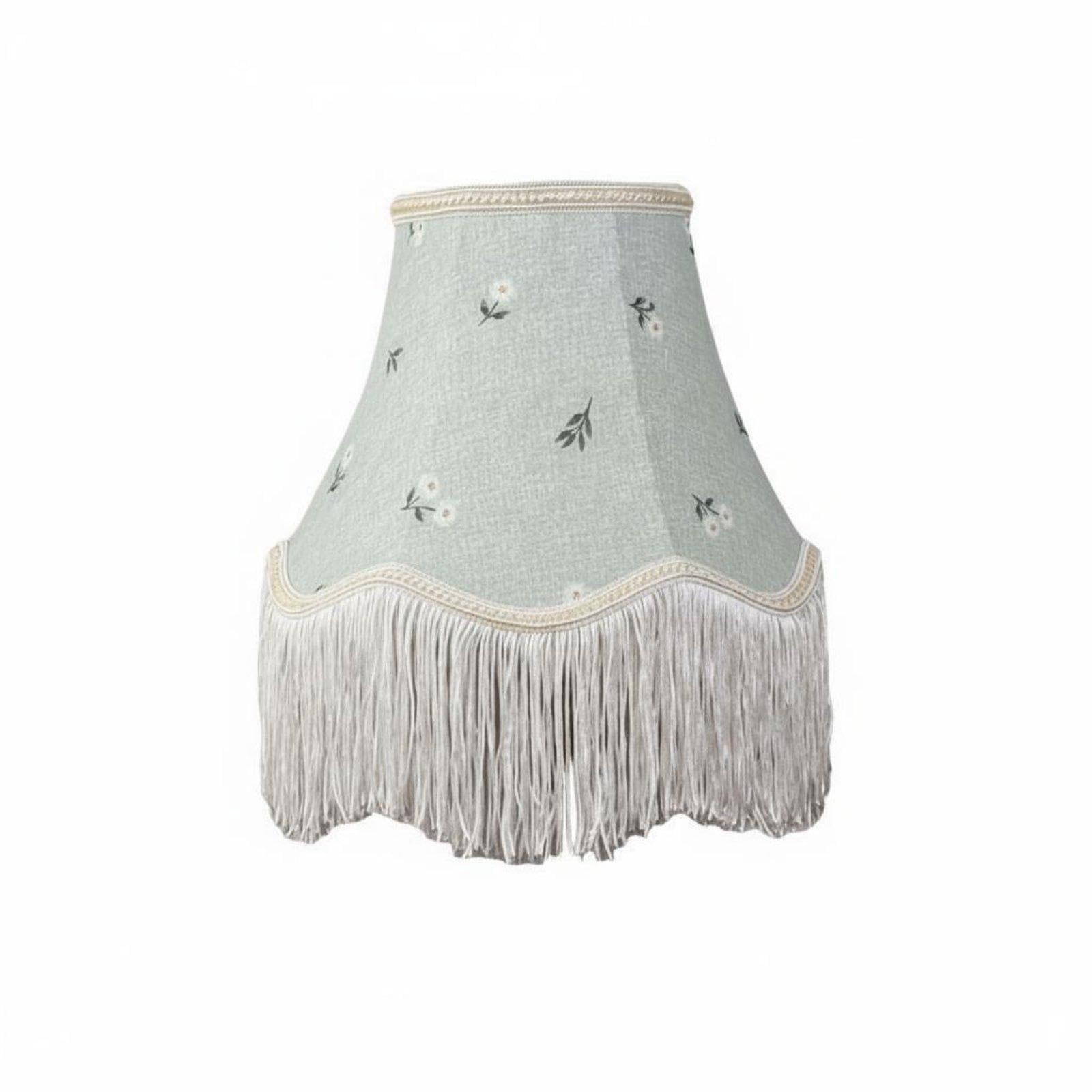 European Design Table Lampshade Vintage Allure Textile Lampshade with Fringe Handmade Fringed Velvet Lamp Shade for Hotel Owners, Bedroom, Living Room Green 13x25x19cm-image-10