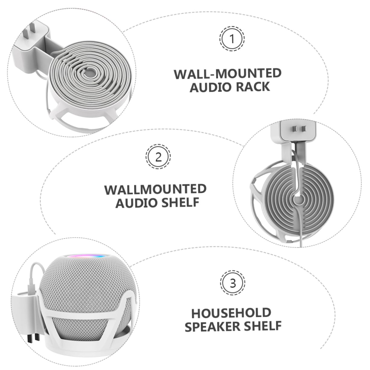 Gatuida 2piezas Soporte De Altavoz De Pared Para Estante Colgante Organizador De Cables Instalación Sin Taladros Diseño Elegante y