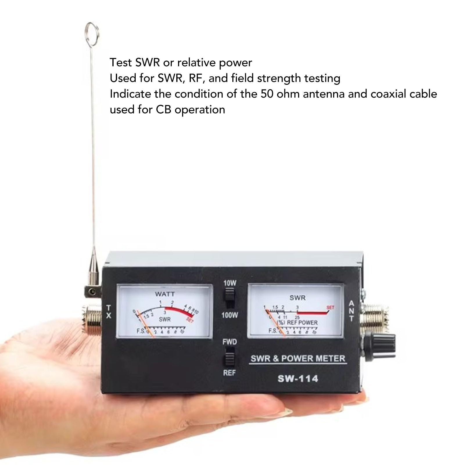 Miernik SWR 100 W Tester Miernika Miernika Radia CB dla Testera Wytrzymałości 27-30 MHz z S0239 Złącze Materiał ABR SWR i Miernik Mocy