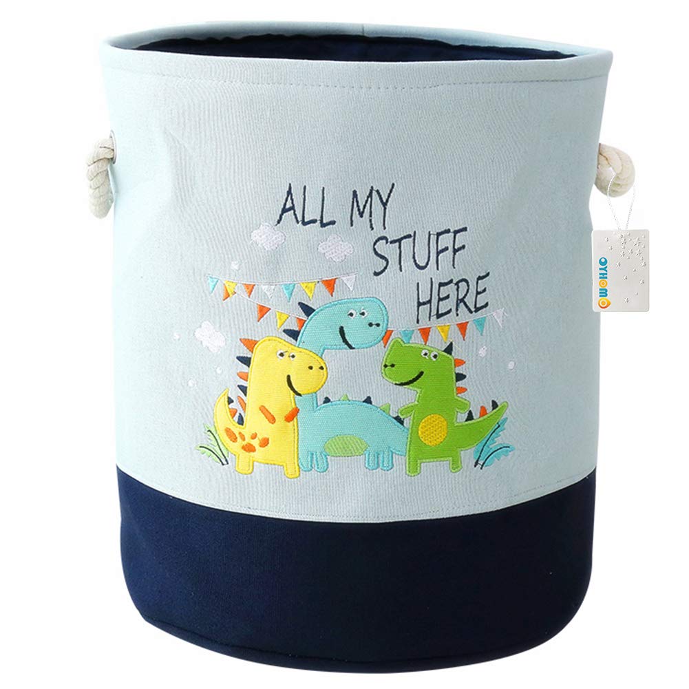 OYHOMO Foldable Laundry Basket Clothes Hamper Large Thickened Fabric Toy Basket Storage Bin for Baby Kids Nursery Organiser (Dinosaur)