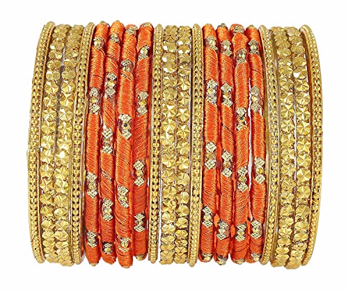 Image of NMII Acrylic (Plastic) With Silk Thread & Beads Studded Worked Glossy Finished Kada Set For Women and Girls