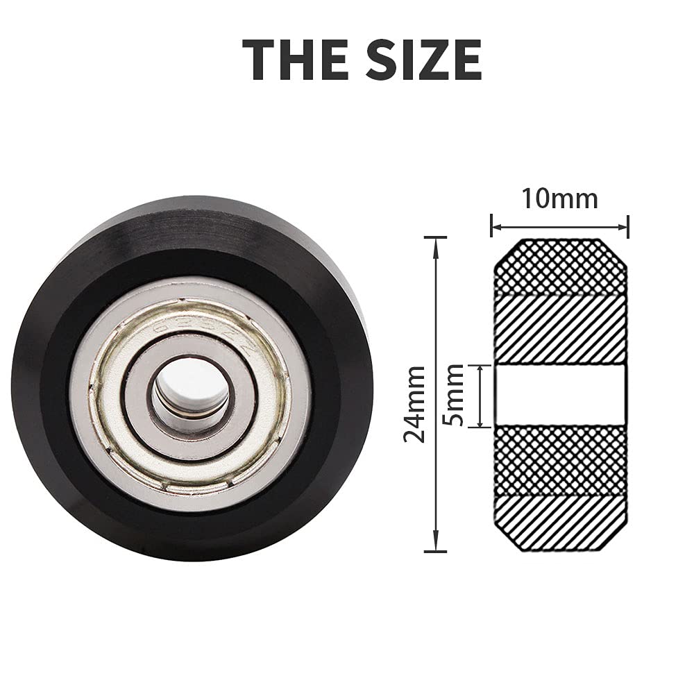 [26pcs/Pack] 3D Printer Wheel,Black POM Polycarbonate Roller 625zz, wear-Resistant/Silent for Creality CR10, Ender 3, Anet A8, Artillery X1 Upgrade Accessories