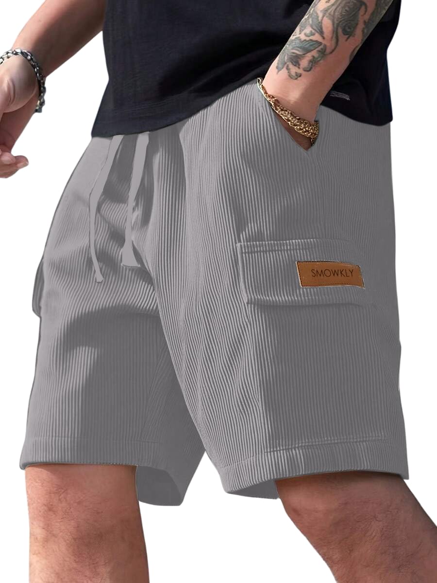 Authentics Classic Men's Ribbed Polycotton Relaxed Fit Cargo Stretch Shorts || Half Pant with Drawstring & 4 Pockets || Lightweight & Quick Dry || Men Shorts Casual ||Shorts Pant for Men