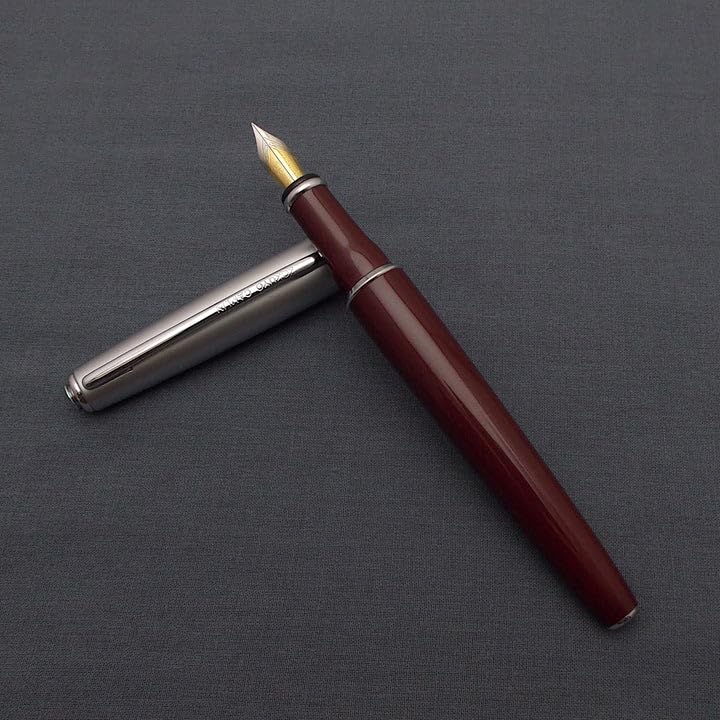 Image of Camel Premium Elegante Fountain Pen - Smooth Writing Handcrafted Fountain Pen | Gold-Plated Nib, Brass Cap & Chrome Body | Pack of 1 | Colour May Vary (Black, Blue, Red)