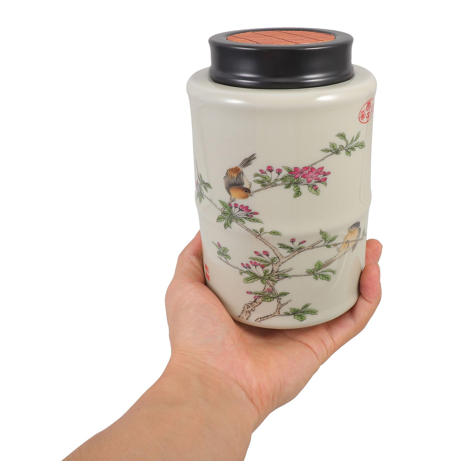 SOLUSTRE Barattolo in Ceramica Ermetico da 250ml con Coperchio per Conservare Tè e Alimenti Secchi, per Cucina e Decorazione da Tavolo