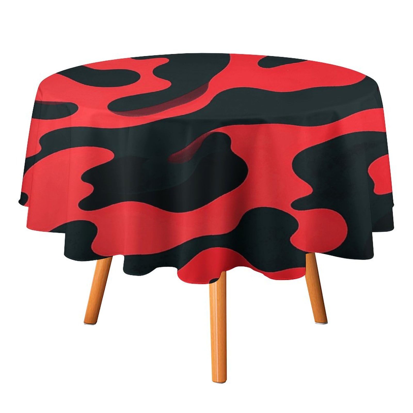 Nappe ronde rouge et noire facile à nettoyer motif camouflage 152cm