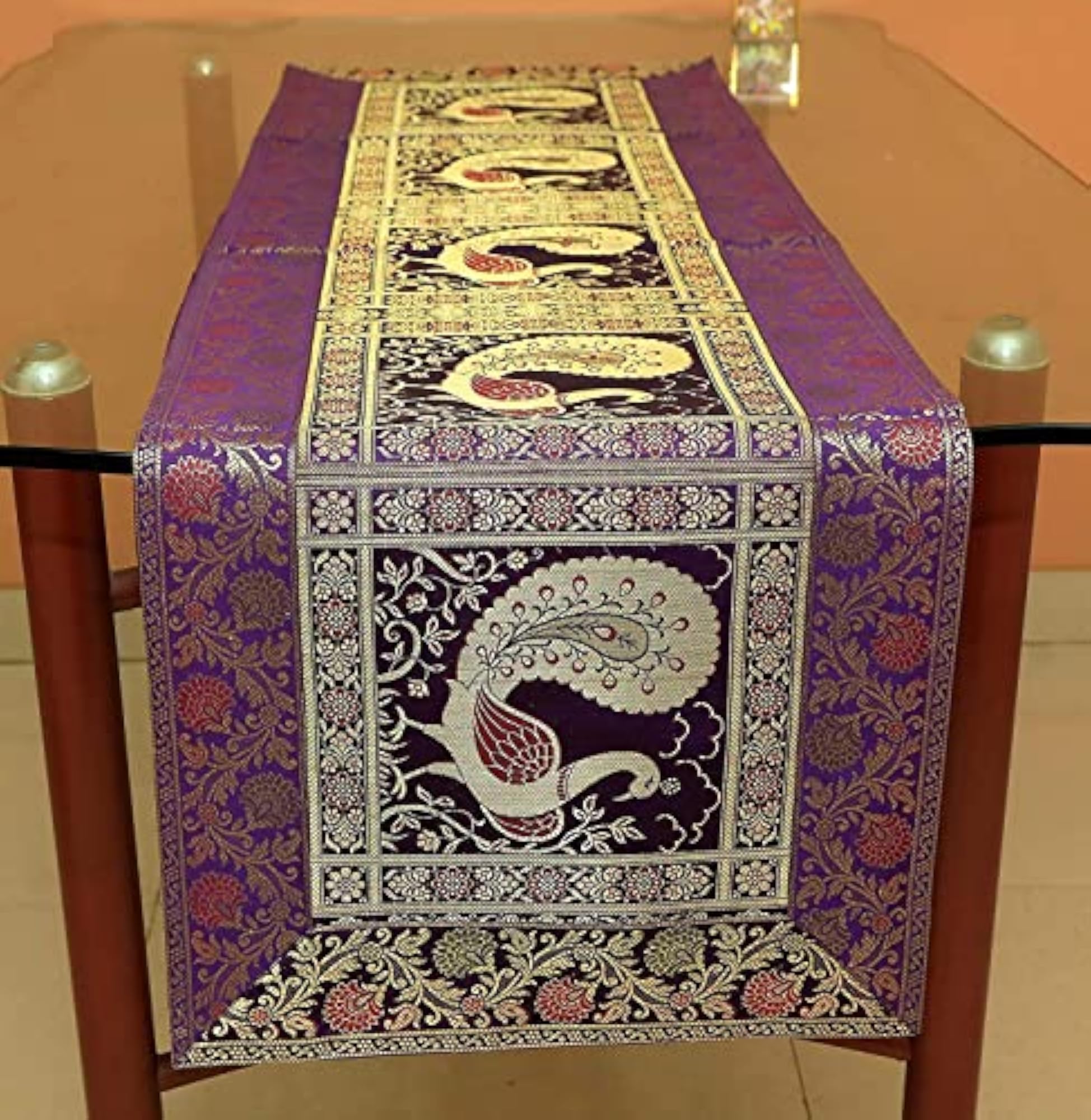 Banarsi Brocade Silk Table Runner for Dining Table