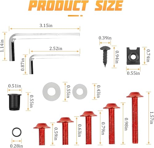 Miniatura 2 de AICEL 177 piezas de kit de pernos para carenado de motocicleta, juego de pernos, tuercas y clips coloridos, pernos de aluminio M5 M6 para parabrisas