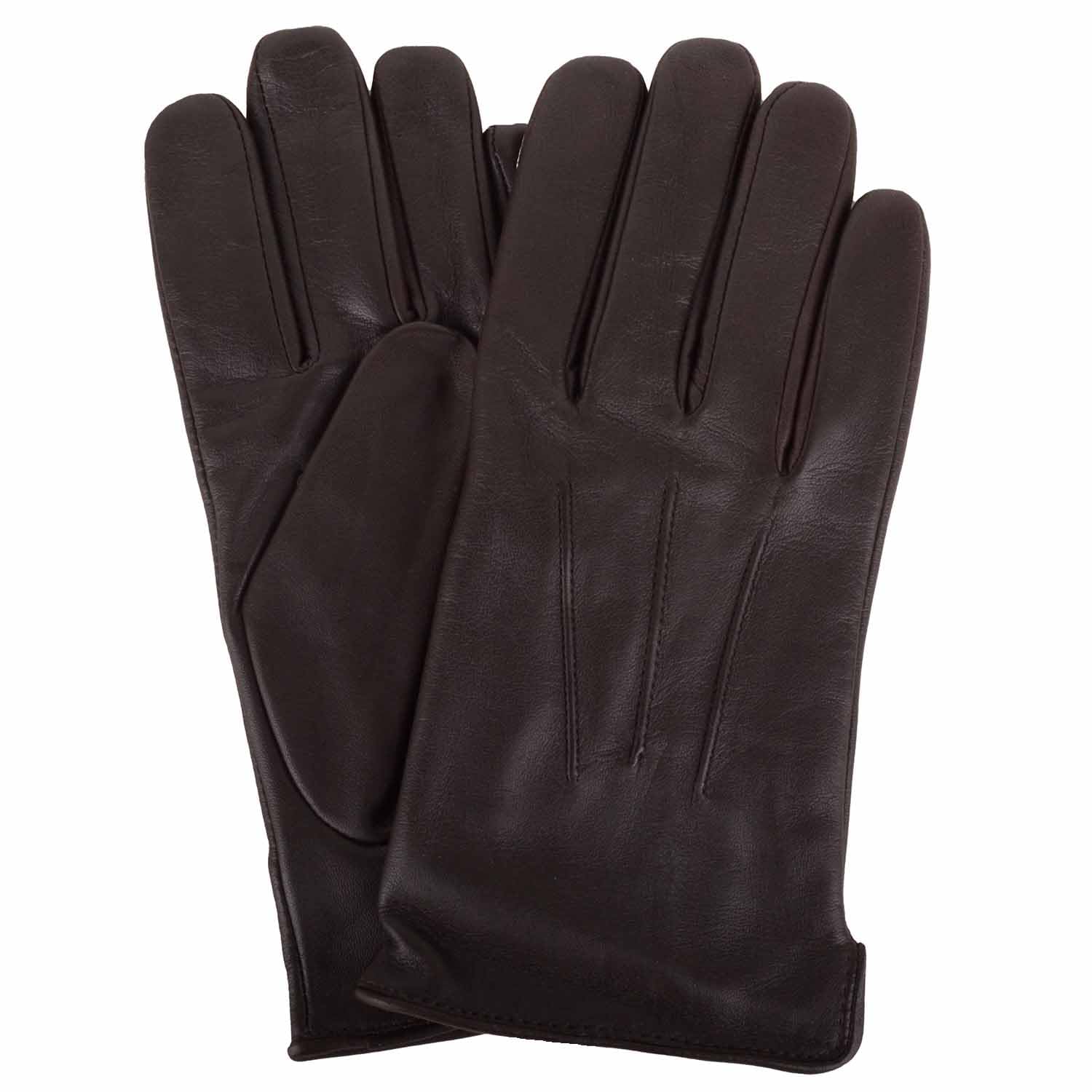 Gants en cuir véritable pour homme marron S contre les mains froides - 3