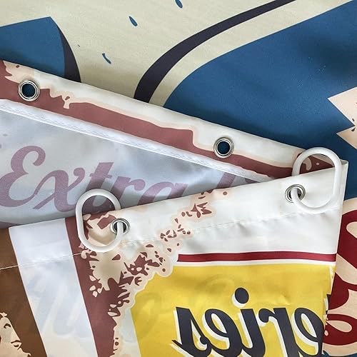 Miniatura 6 de Cortina de ducha para automóvil, estilo retro de los años 50, accesorios antiguos para automóvil, póster de reparación estadounidense, placa de