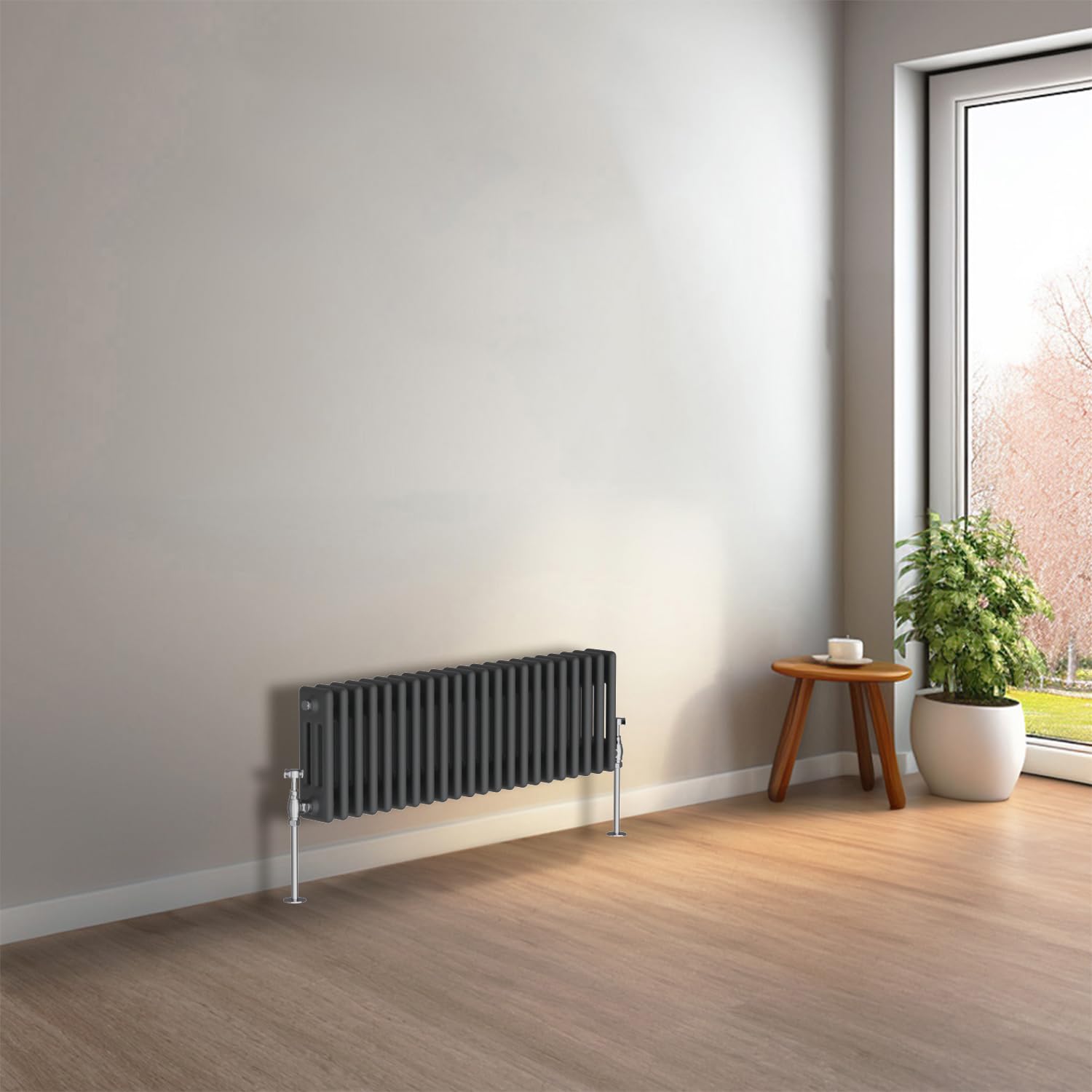 NRG 300 x 1010mm Anthracite Horizontal Traditional Column Cast Iron Style Radiator Central Heating Radiator Perfect for Bathrooms, Kitchen, Living Room Triple Panel — image 1