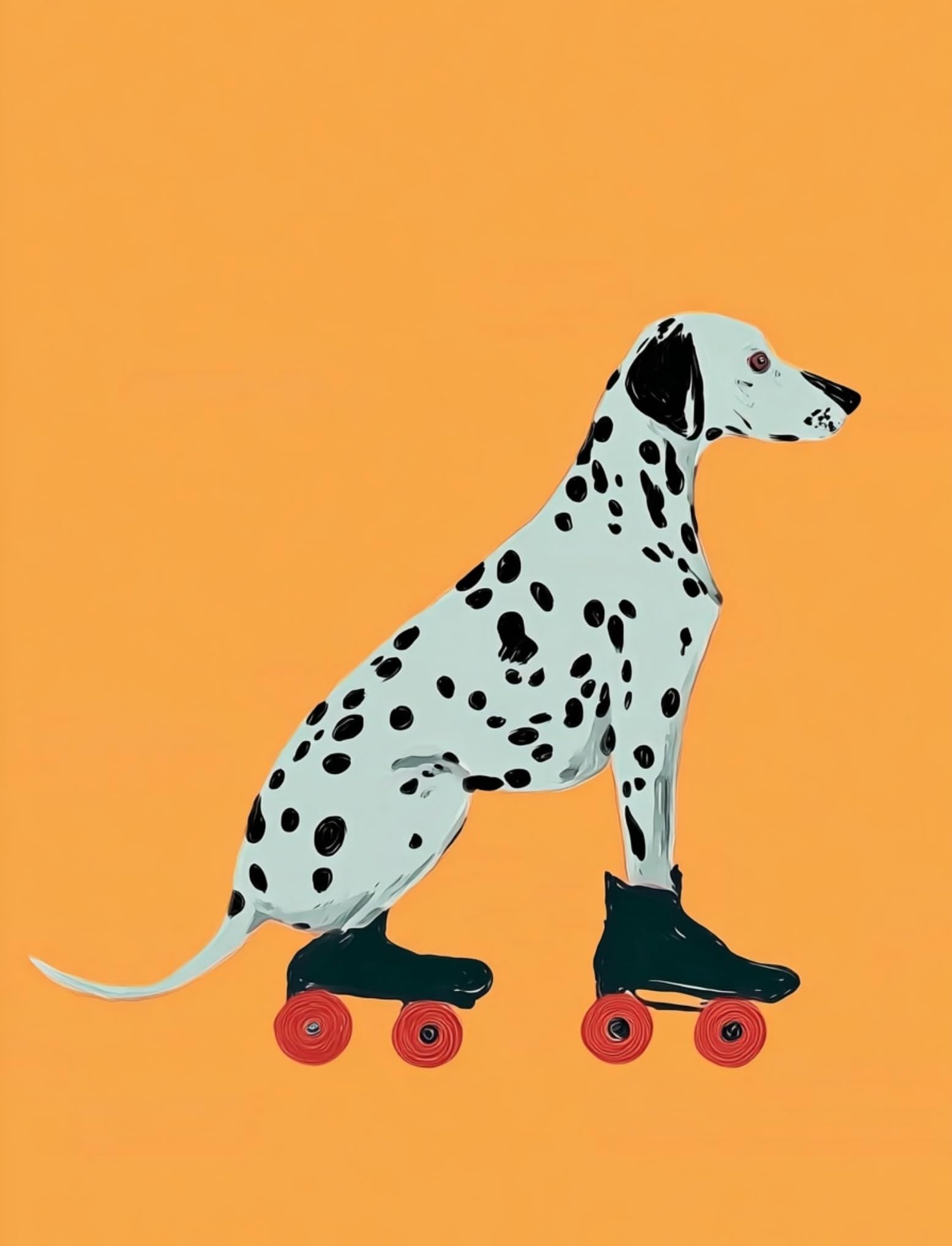 WANGWANGMIAO Paint by Numbers for Adults Dalmatians Rollerblading, Painting by Numbers for Adult Canvas Crafts Kits, DIY kit for Relax and De-Stress Home Gift 16x20inch，with Frame