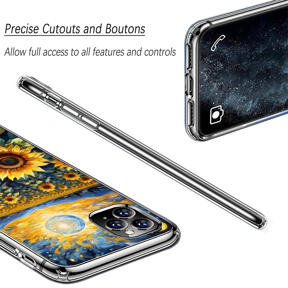JEZSTHAI Custodia Compatibile con ZTE Blade A51 Cover Trasparente in Silicone Con Design Grafico,Ultra Sottile Antiurto Antigraffio Morbida TPU Protettiva Case,Girasole