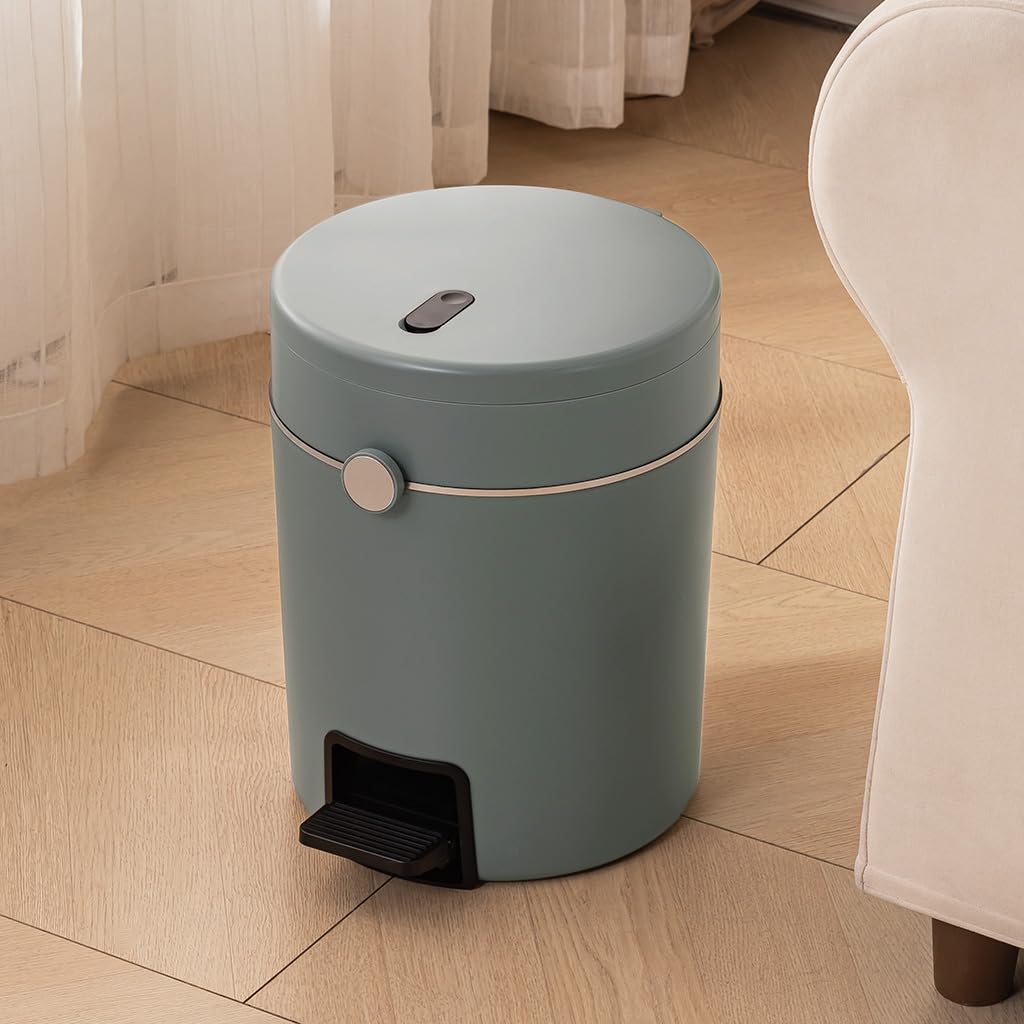 HOKIPO Foot Pedal Dustbin with Soft-Close Lid | Plastic Trash Bin with Removable Inner Bucket | 12 Litre, Grey (AR-6630-GRY)-image-45