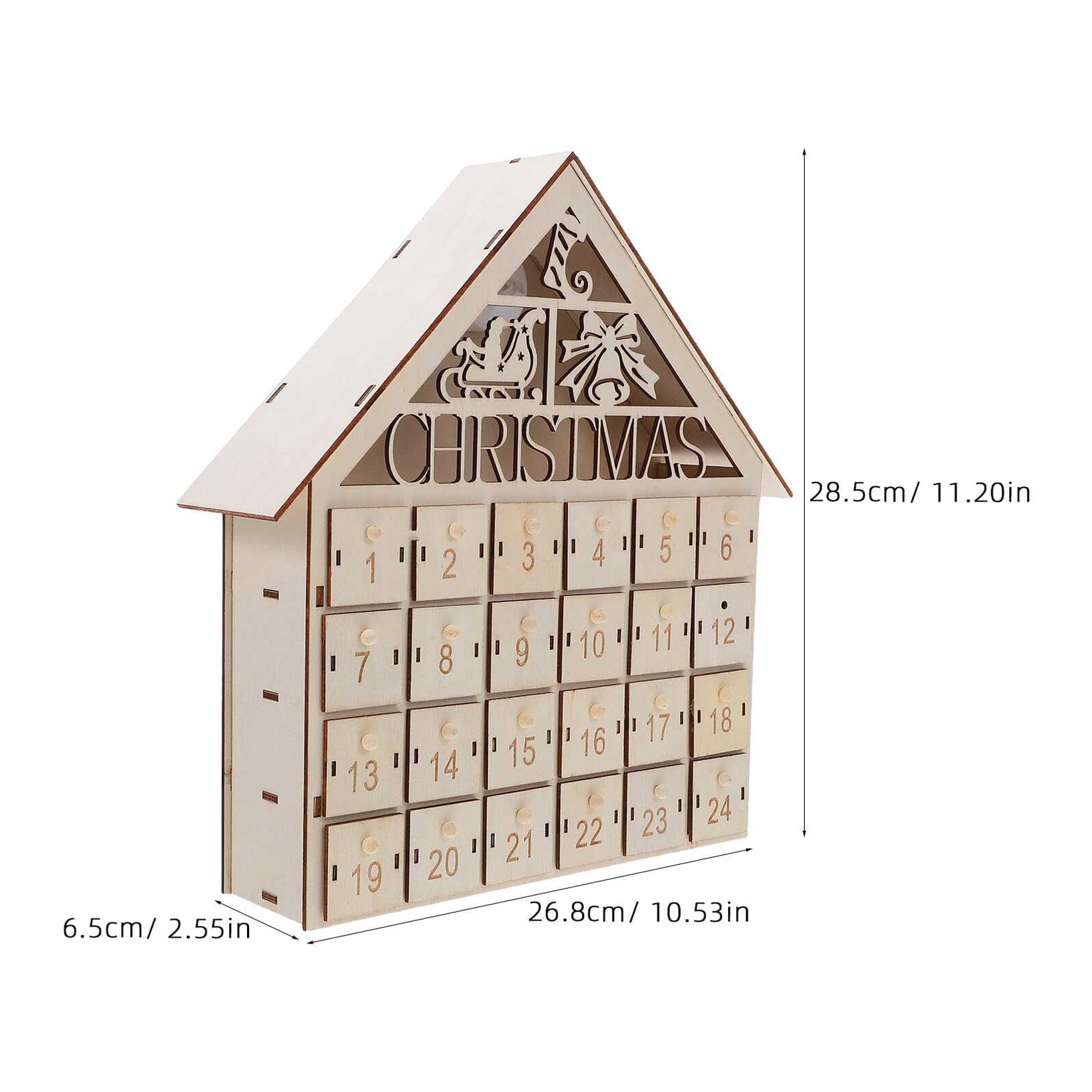 Ipetboom Calendario de Adviento de Madera con Reutilizable y Luces LED Decoración Navideña de Casa Rústica para Regresiva Familiar Ambiente Acogedor y Tradición Interactiva