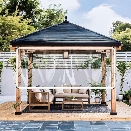Lona impermeable transparente resistente con ojales y cuerda para aislamiento exterior 7
