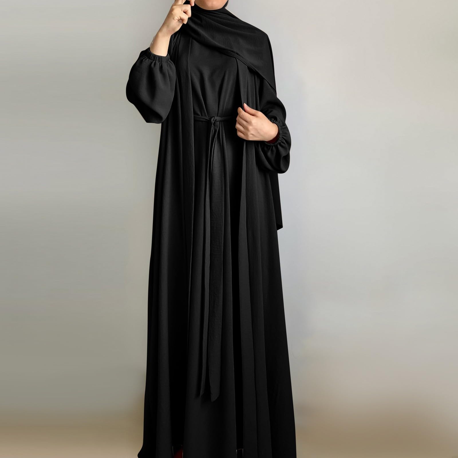 Genérico Vestido Musulmán Mujer Túnica Larga Abaya Largo Suelto 2 piezas Ropa De Oración Kaftan Largo Khimar Islámico Musulmana de una Pieza para Mujeres