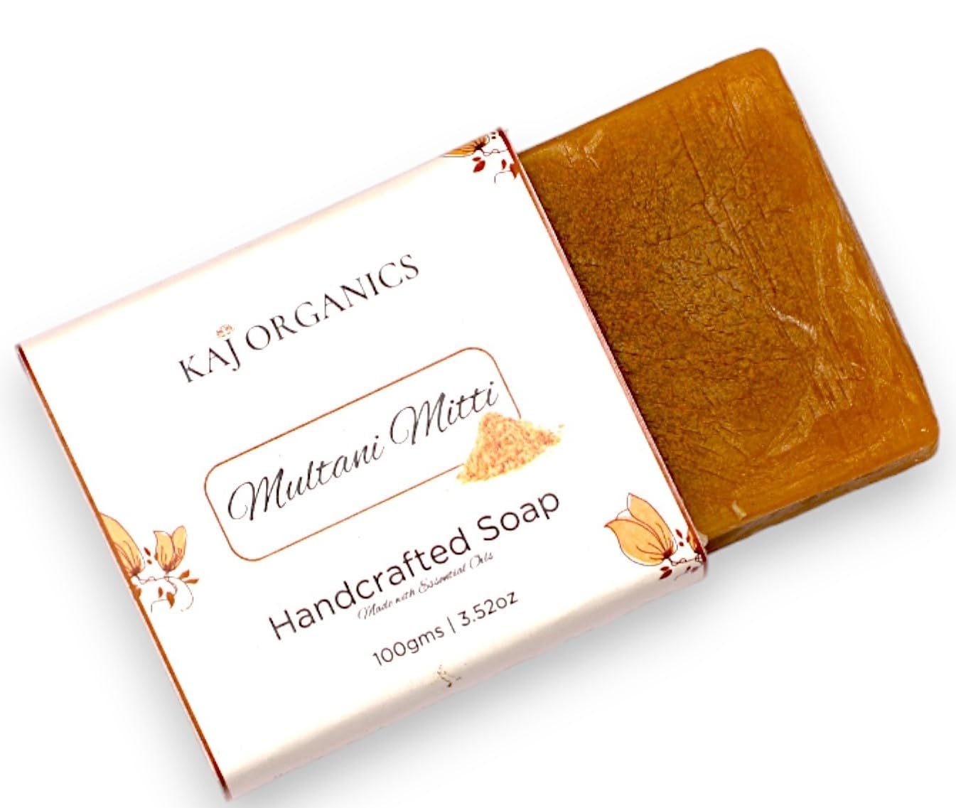 KAJ ORGANICS Multani Mitti Luxury Handmade Soap - 100 gm | Pure Natural Facial Scrub & Deep Cleansing Soap Fuller Earth Clay Suitable for Oily and Combination Skin - 100gm