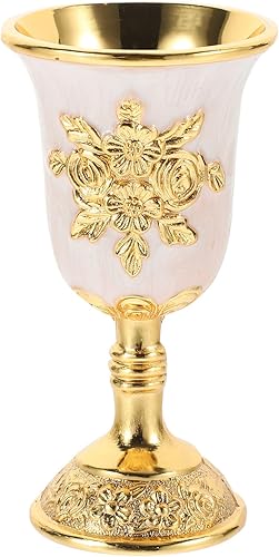 Abaodam Cáliz, Hecho a Mano Vintage Grabado Flor Patrón Metal En Relieve Vino Cobre Copas De Vino Real Medieval Gótico Cáliz Blanco