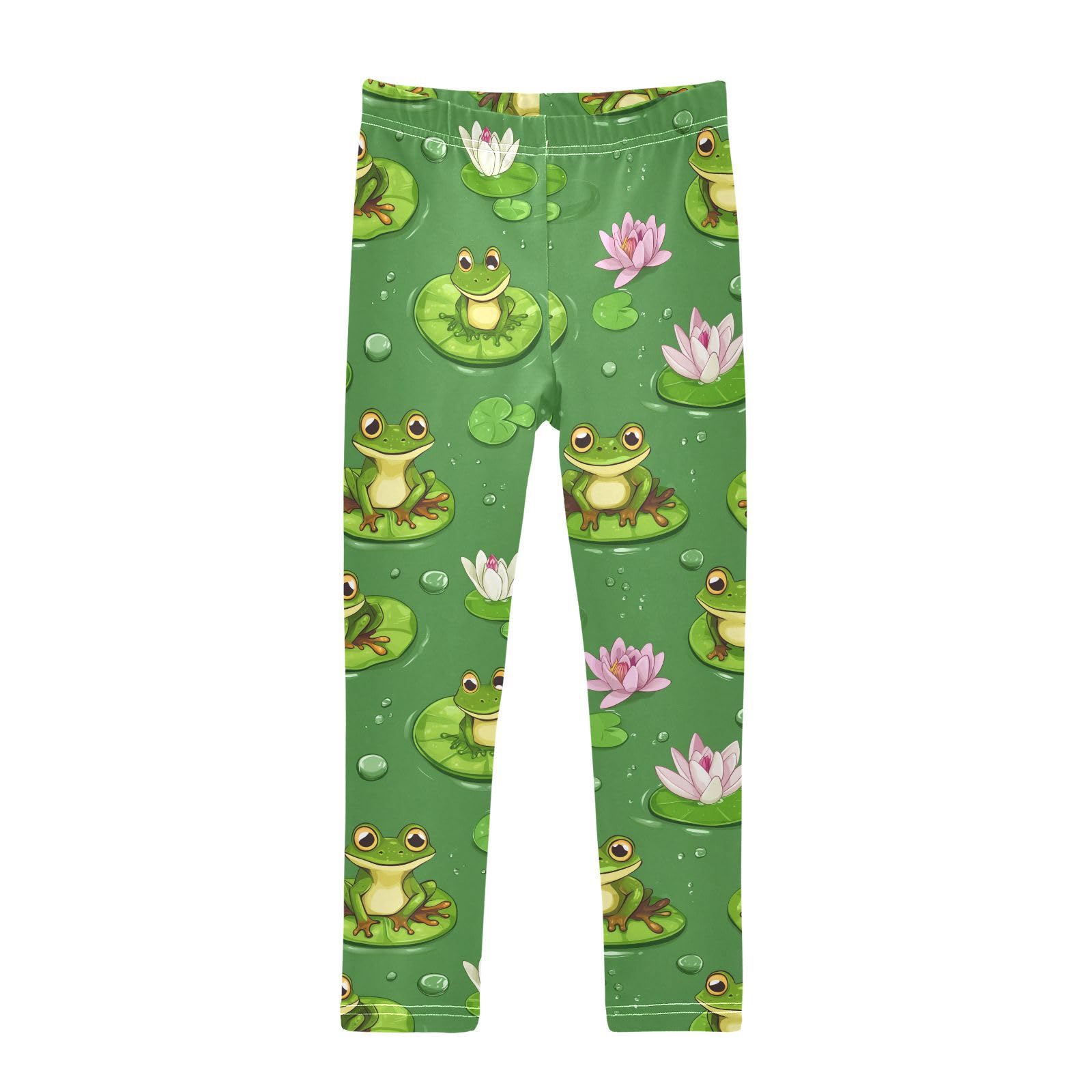 Cute Frogs Girls' Leggings Toddler Doodles Lily Pads Kids Yoga Pants Dance Active Tights 6T Multi