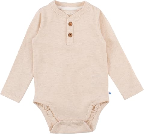 RUGGEDBUTTS Baby Boys Knit Long Sleeve 2-Button Henley Bodysuit