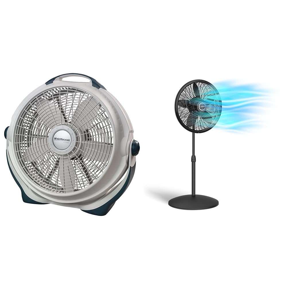 Lasko Wind Machine Air Circulator Floor Fan & Oscillating Pedestal Fan, Adjustable Height, 3 Speeds, for Bedroom, Living Room, Home Office and College Dorm Room, 18", Black, 1827
