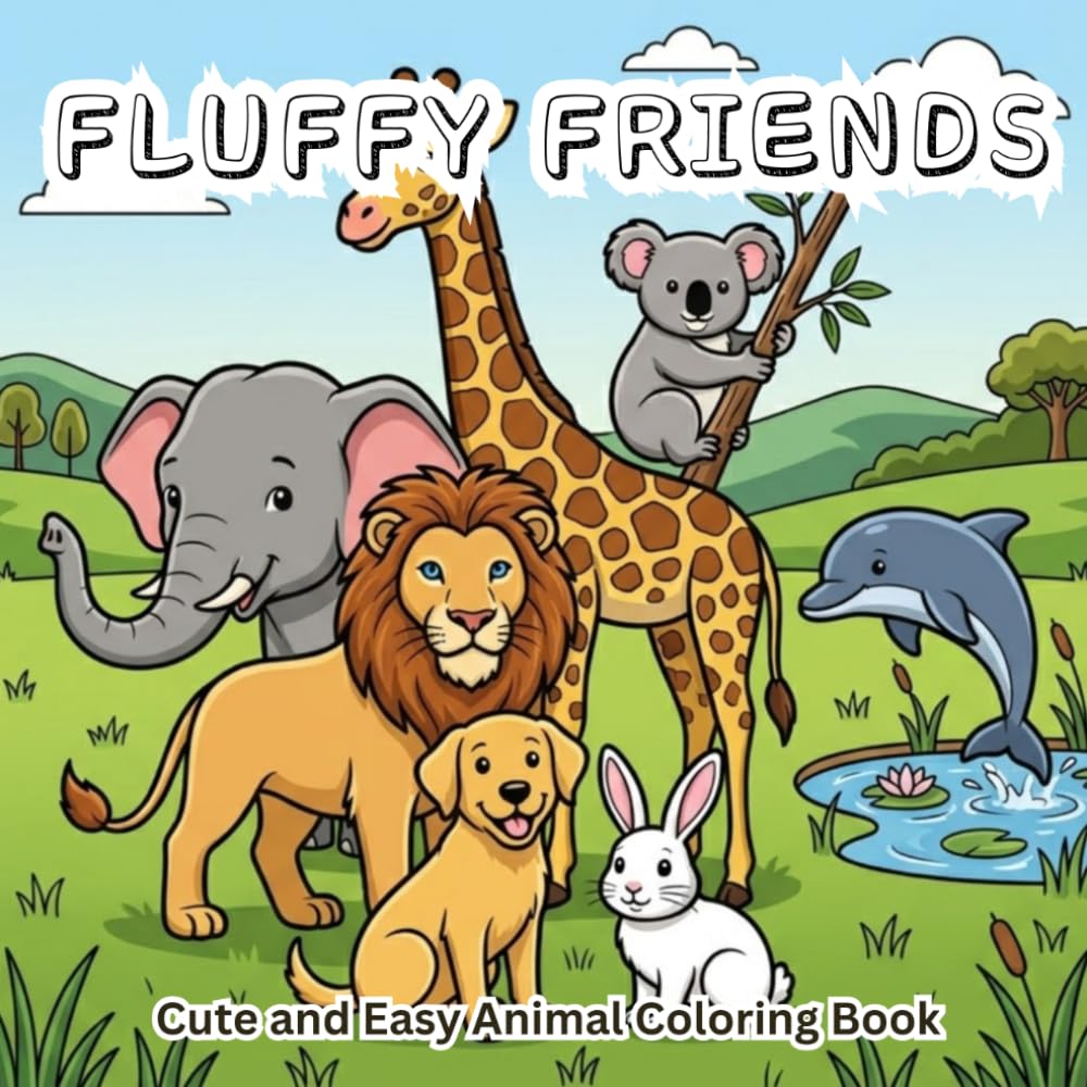 FLUFFY FRIENDS: Cute and Easy Animal Coloring Book