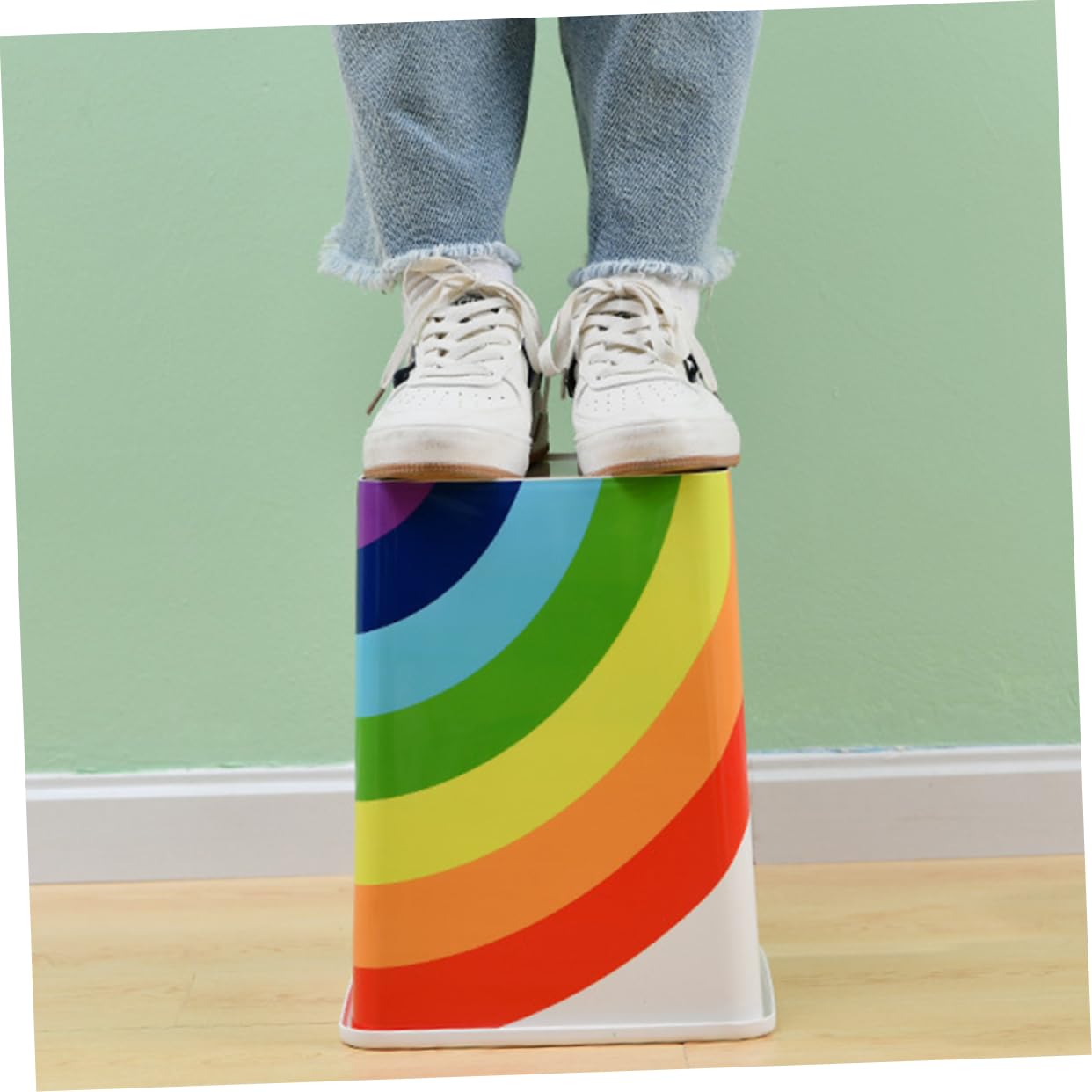 Levemolo Cloud Rainbow Creative Waste Can for Bedroom Bathroom Slim Trash Bin Lid