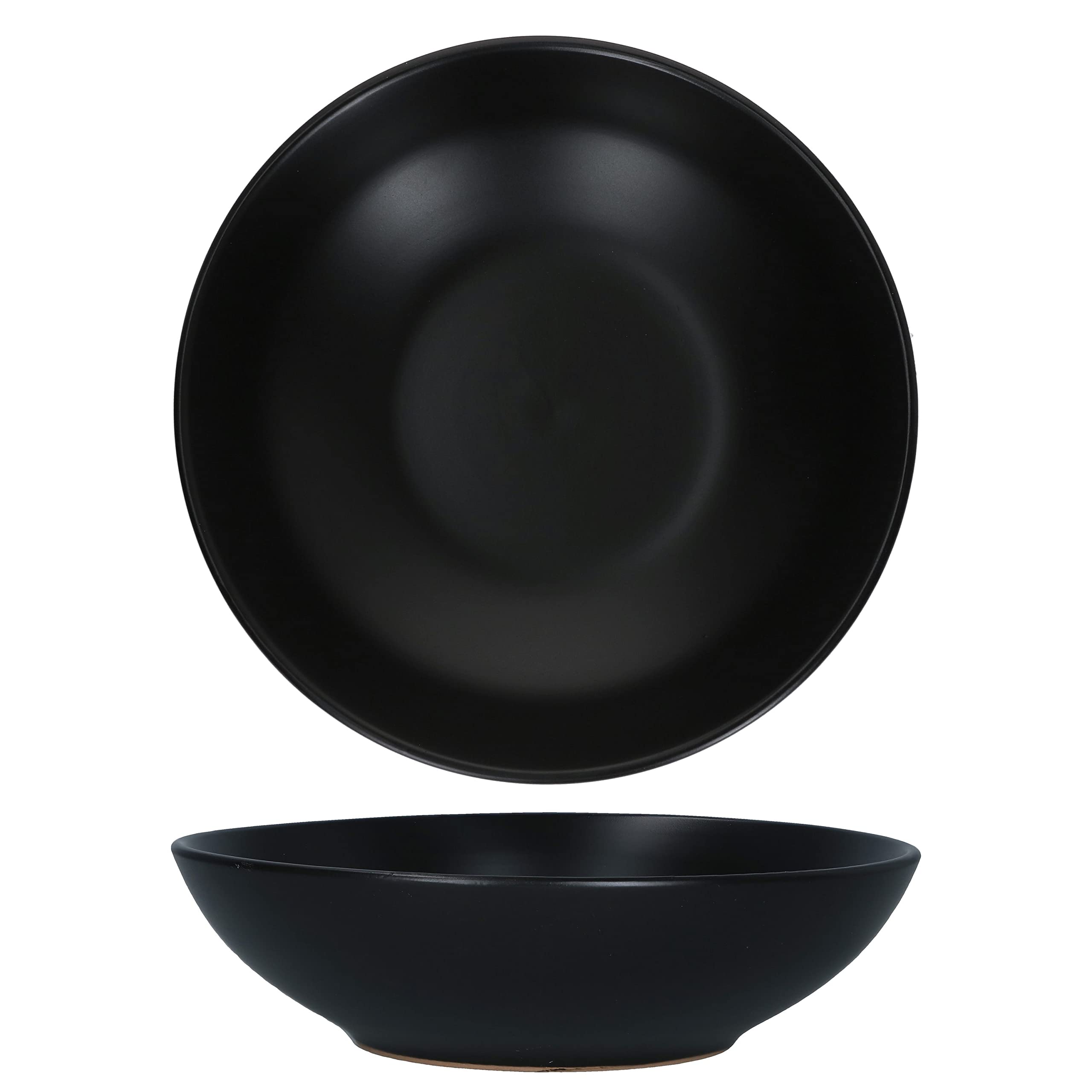 MamboCat Kattegat Lot de 6 assiettes creuses profondes, 500 ml, pour 6 personnes, noir mat, bol à soupe, assiette à salade, à pâtes, large, vaisselle en faïence