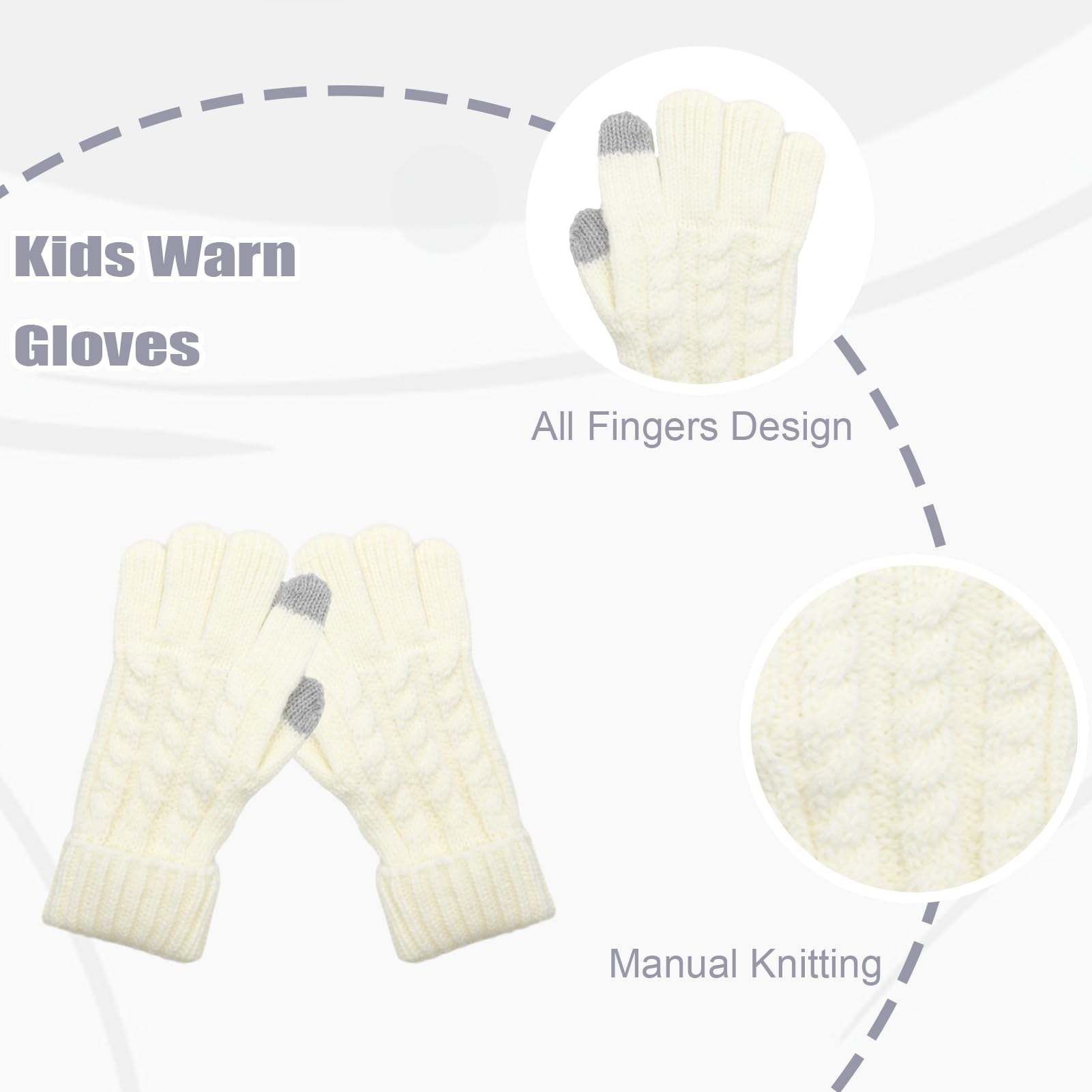 Lifup Chaud Écharpe et Gants Bonnet Ensemble pour Garçons Filles de 5 à 12 Ans, Bonnet Enfant Hiver avec Pompon, Épaisse Doublure Polaire Écharpe Chapeaux