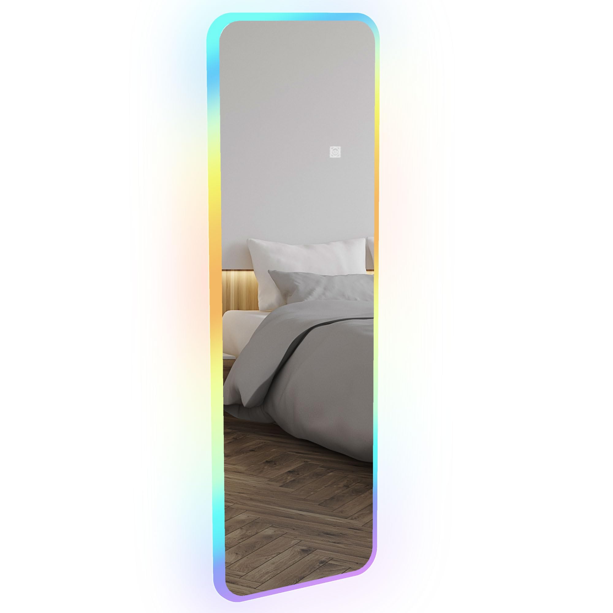 HOMCOM Espejo de Cuerpo Entero con Luces LED 120x40 cm Espejo Rectangular de Pared Ajustable con Iluminación de 7 Colores RGB y Función de Memoria para Dormitorio Vestidor
