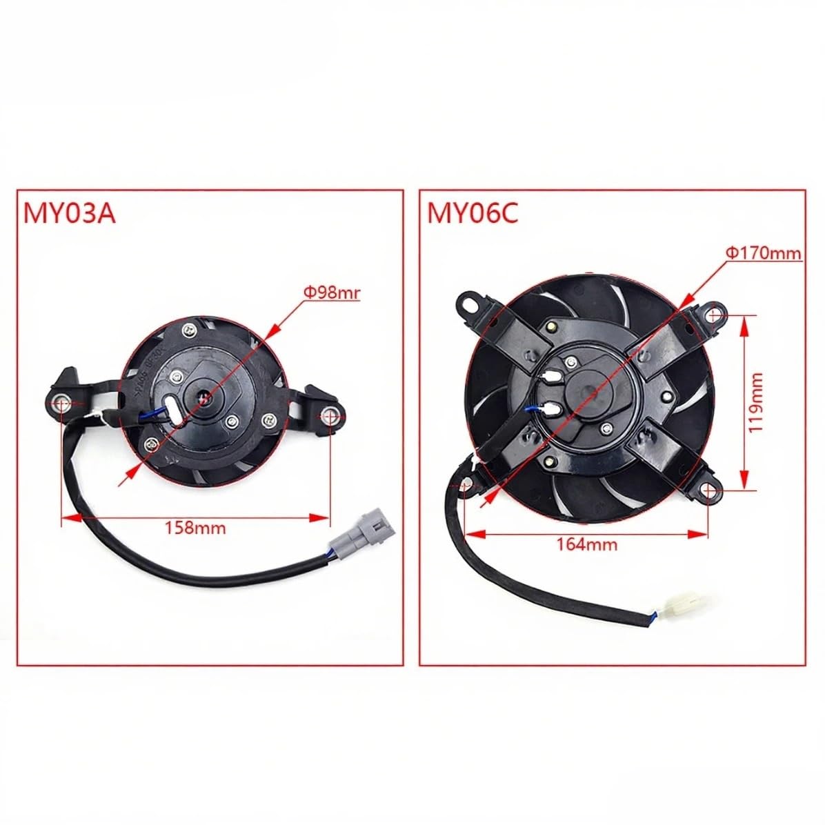 Wentylator chłodnicy 6''/3'' Pasuje do KTM Pasuje do HONDA Pasuje do YAMAHA Pasuje do KAWASAKI Pasuje do SUZUKI Pit Dirt Bikes(Radiator Fan MY06C)