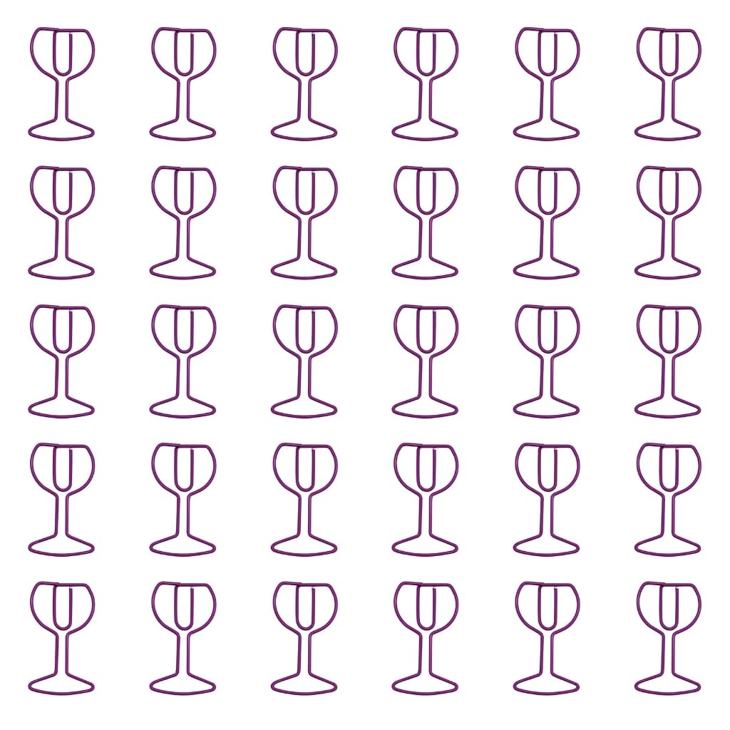 Elnwnnkc 30Pcs Wine Glass Paper Clip Small Paperclips Metal File Clamp Book Marker Clips for Document Paper Photo