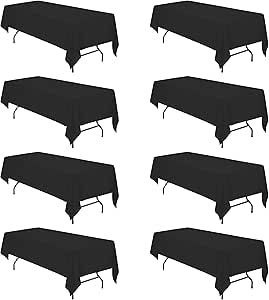 BRILLMAX 8 Pack Black Tablecloths for 8 Foot Rectangle