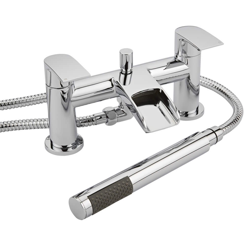 Milano Chrome Razor Waterfall Bath Shower Mixer Tap Hand Shower Handset Kit
