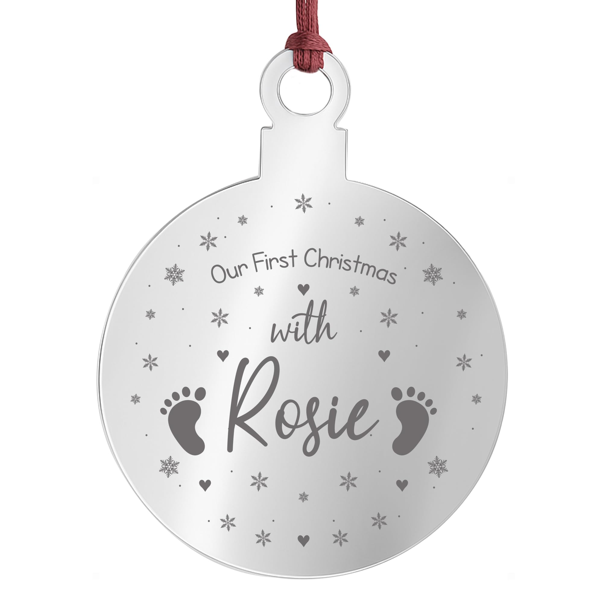 Acrylic Personalised Babys 1st First Christmas Tree Decoration Bauble Mum Dad Gift