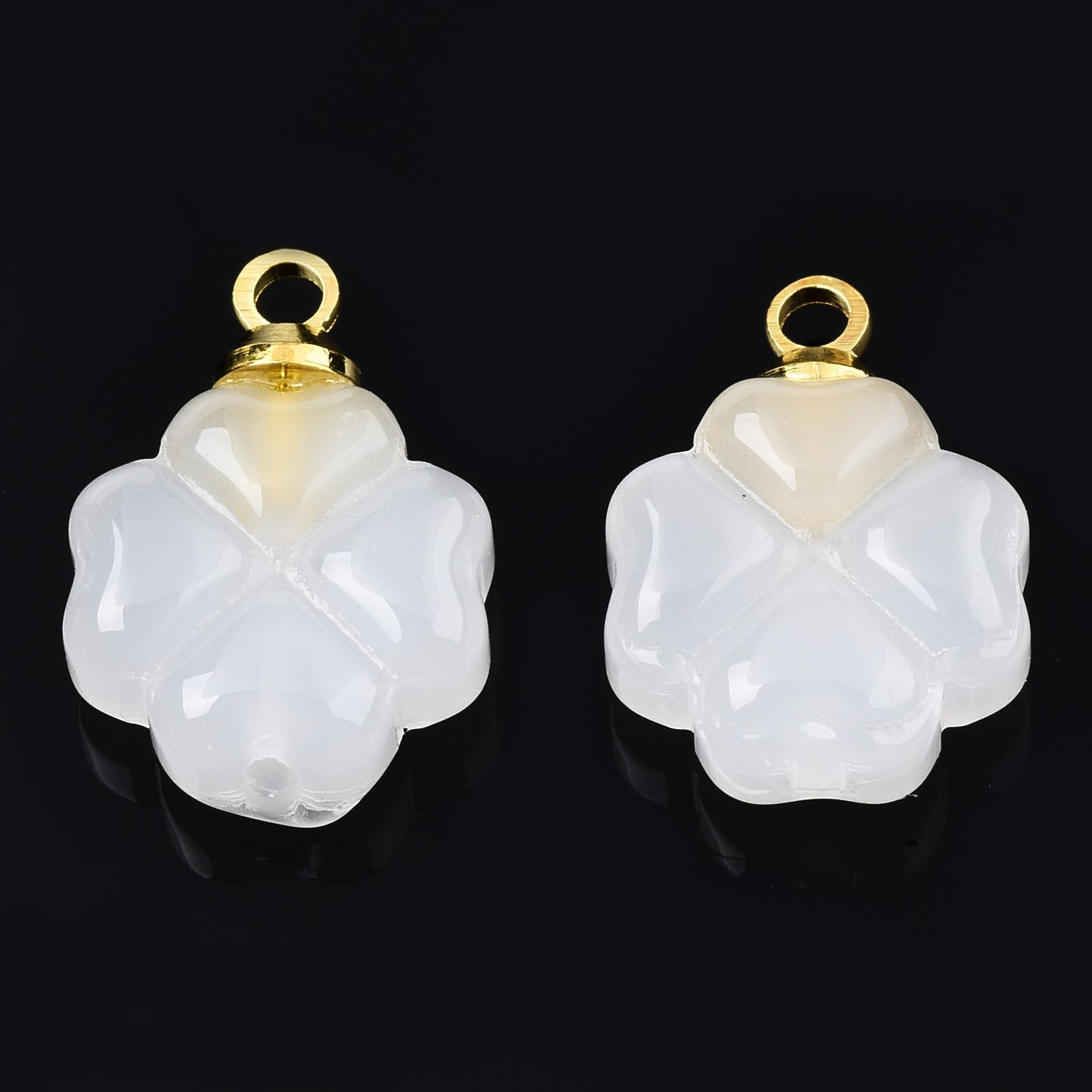 Stiesy Glass Clover Charms 20Pcs White Four Leaf Glass Pendants Imitation Jade Lucky Clover Charm Bulk for Jewelry Making Crafts DIY Bracelet Gifts - Image 3