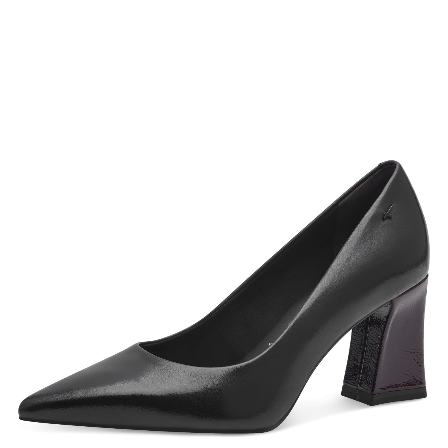 Tamaris Women's Leather Block Heel Court Shoes, Black Combined, 3.5 UK