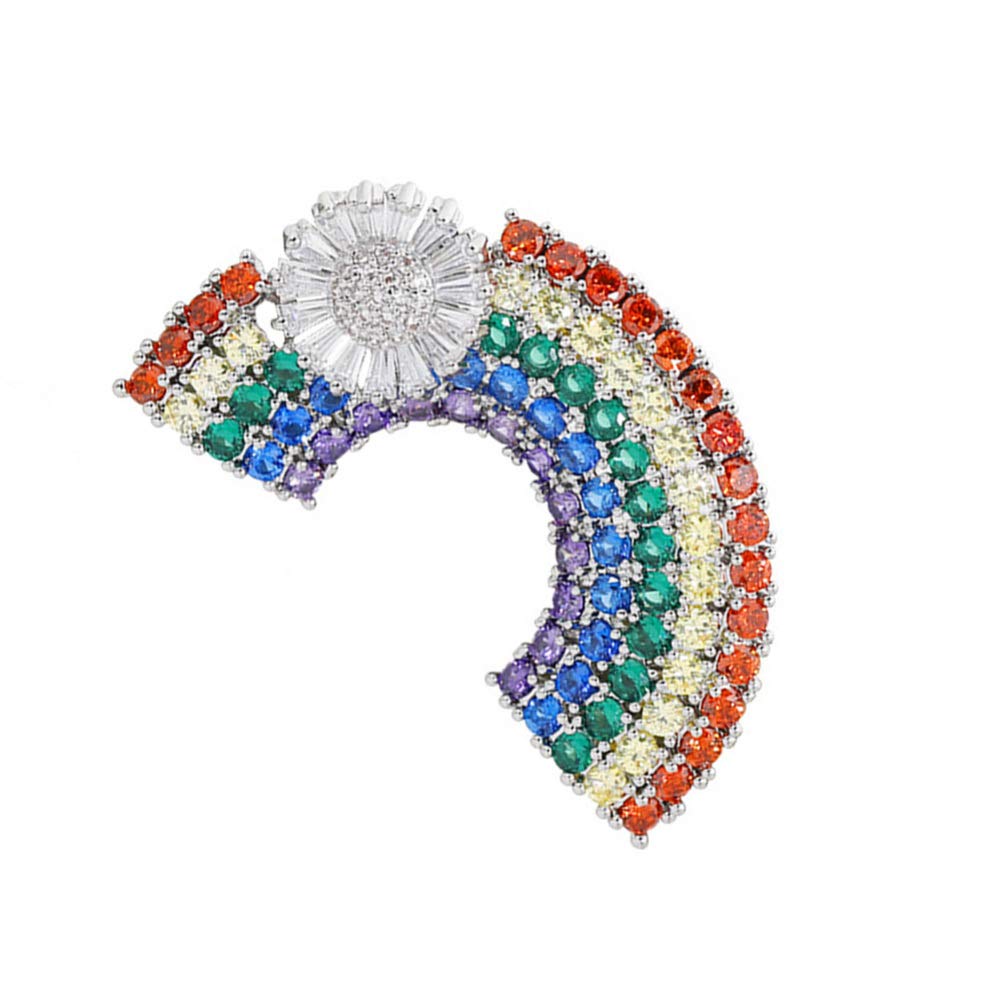 1pc Rainbow Clip Crystal Pin Brooch for Friends Women Clothes Skirt Scarf Decoration