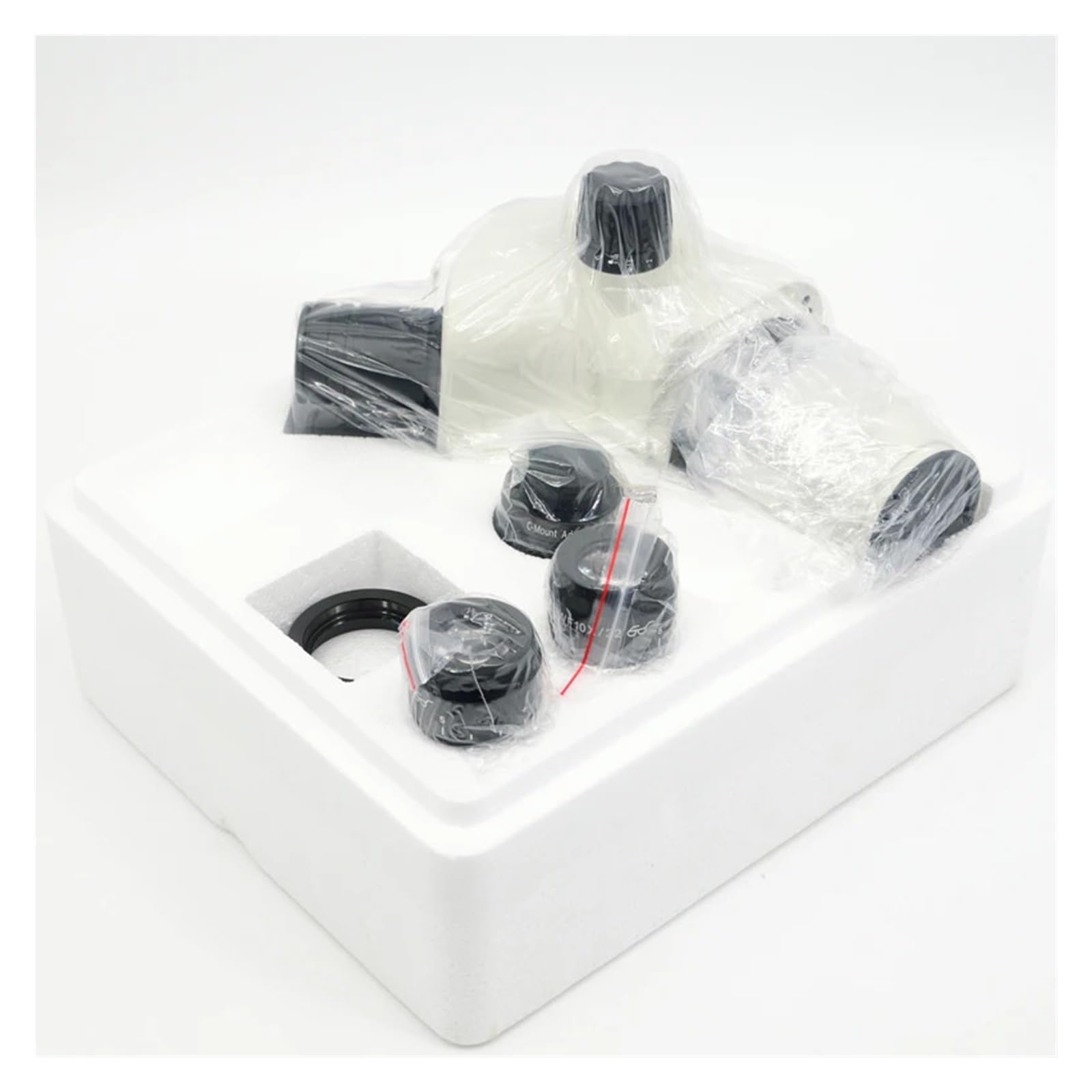 Testa for microscopio con zoom stereo trinoculare simul-focale 2X-90X