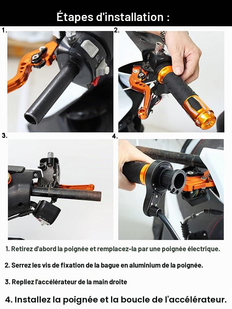 MASO Poignées de guidon chauffantes électriques, chauffage électrique en alliage d'aluminium 12V, température de 50-70℃ réglable, adaptées pour moto et VTT