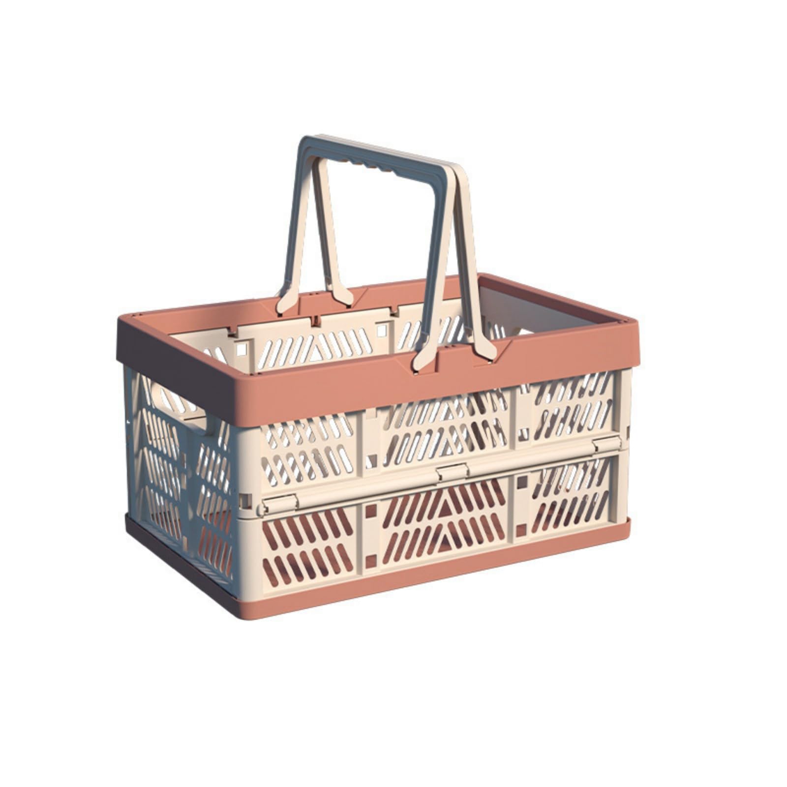 Mekalero Foldable ABS Storage Basket with Handle for Groceries Fruits Vegetables Holder and Carrying Foldable Fruit Basket