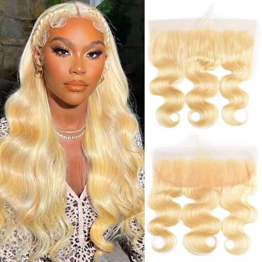 Blonde lace frontal 13X4 Lace Closure Blonde 613 Brazilian Hair Body Wave Closure 13X4 Ear To Ear Free Part Swiss Lace 100% Unprocessed Brazilian Virgin Human Hair 12 Inch