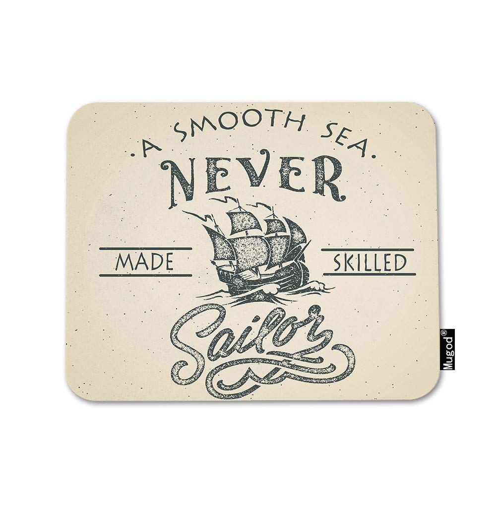 MugodSea Adventure Mouse Pad a Smooth Sea Never Made Skilled Sailor Quote Vintage Gaming Mouse Mat Non-Slip Rubber Base Mousepad for Computer Laptop PC Desk Office&Home Working 9.5x7.9 Inch