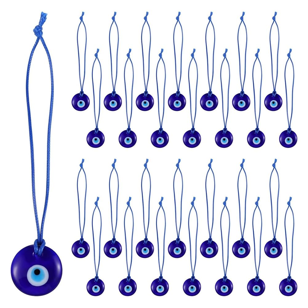 50 Pendentifs Mauvais Œil en Perles de Verre Bleu pour Rétroviseur et Décoration