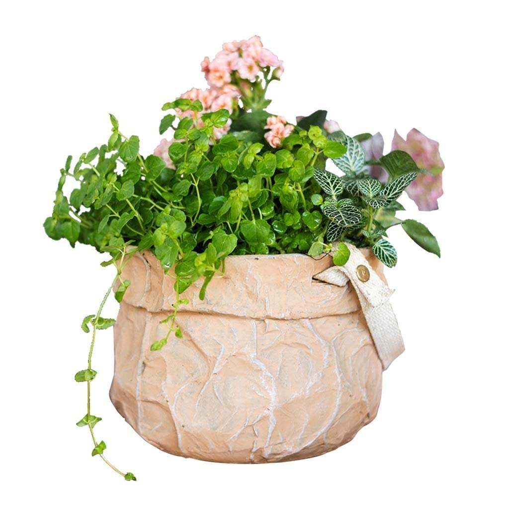 SWENEEN Planter Flowerpot Planter Pots Unique Plant Pots Concrete Imitation Kraft Paper Flower Pot Succulent Planters Hanging Planters,