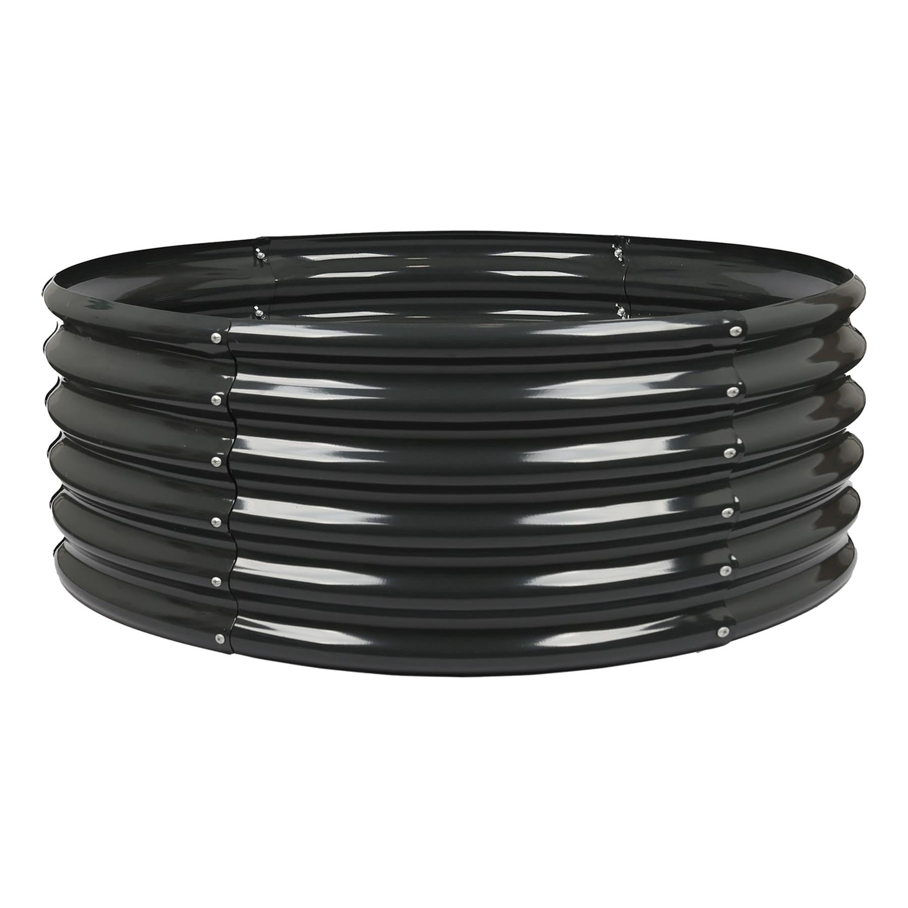 Harbour Housewares Anthracite Raised Garden Bed - 120 X 45Cm - Round - Bottomless Metal Raised Bed Galvanised Steel Planter Box For Growing Outdoor Plants, Vegetables, Flowers And Herbs