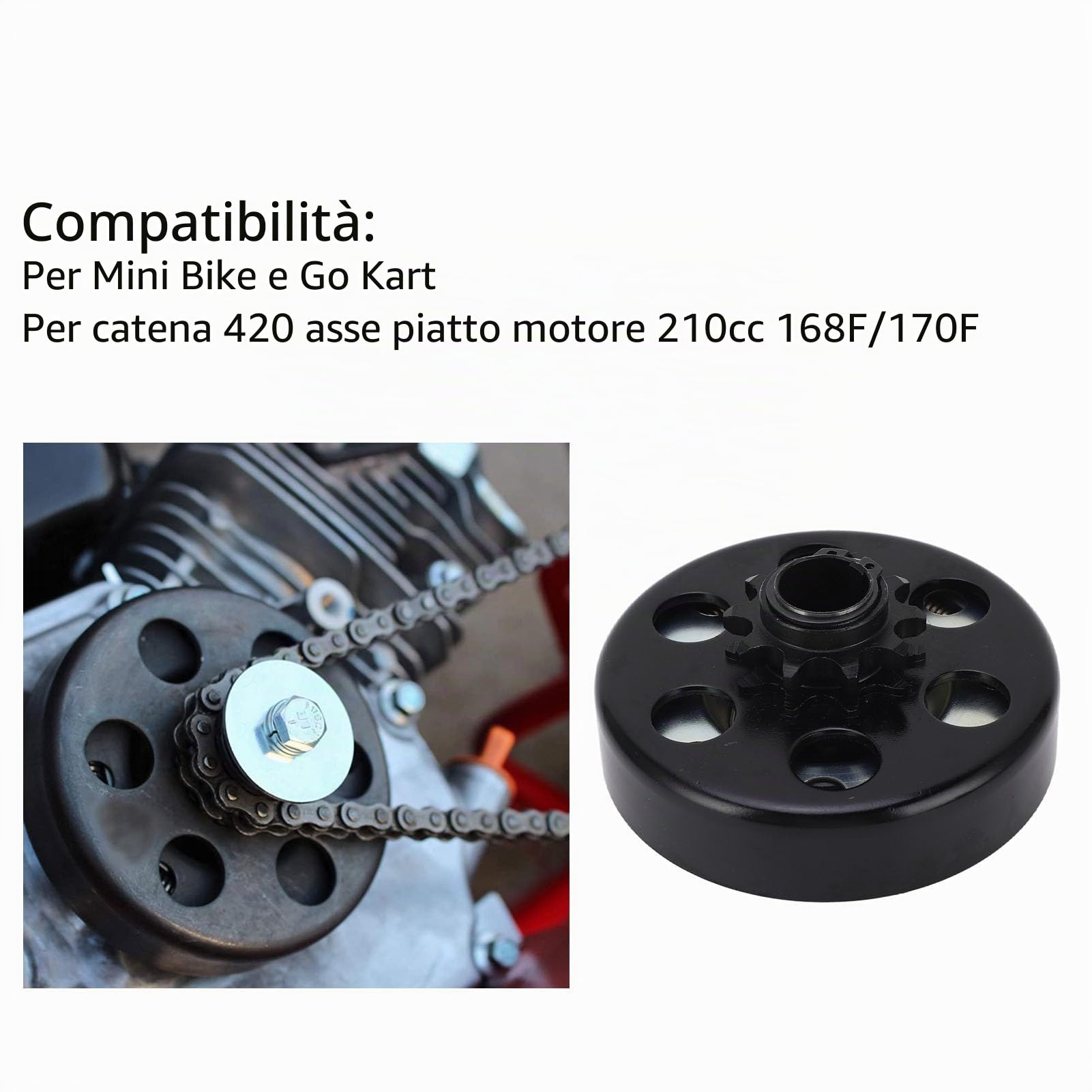 Frizione Centrifuga per Go Kart, 10 Denti Frizione Centrifuga da 20 Mm Frizione Centrifuga per Mini Bici e Go Kart per Motore 420 Catena Piatta 168F / 170F